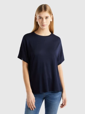 Benetton, T-shirt In Sustainable Stretch Viscose, size L, Dark Blue, Women United Colors of Benetton