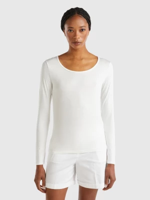 Benetton, T-shirt In Sustainable Stretch Viscose, size S, Creamy White, Women United Colors of Benetton