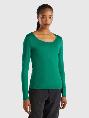 Benetton, T-shirt In Sustainable Stretch Viscose, size S, Dark Green, Women United Colors of Benetton