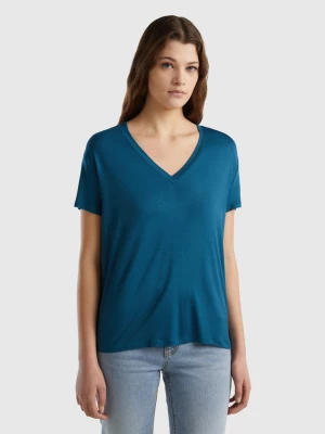 Benetton, T-shirt In Sustainable Stretch Viscose, size XL, Teal, Women United Colors of Benetton