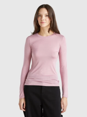 Benetton, T-shirt In Viscose And Cashmere Blend, size L, Pink, Women United Colors of Benetton