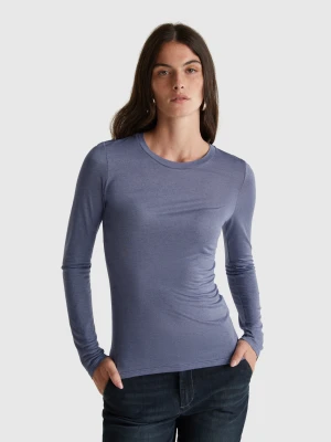 Benetton, T-shirt In Viscose And Cashmere Blend, Size: S, Lilac, Women United Colors of Benetton