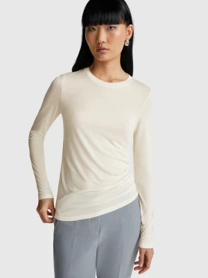 Benetton, T-shirt In Viscose And Cashmere Blend, Size: XS, Creamy White, Women United Colors of Benetton