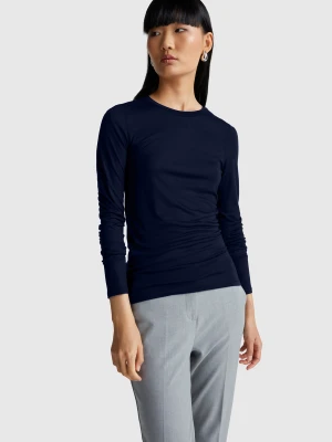 Benetton, T-shirt In Viscose And Cashmere Blend, size XXS, Dark Blue, Women United Colors of Benetton