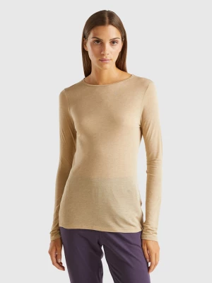 Benetton, T-shirt In Viscose And Wool Blend, size XXS, Camel, Women United Colors of Benetton