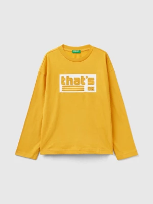 Benetton, T-shirt In Warm Cotton With Print, size 2XL, Yellow, Kids United Colors of Benetton
