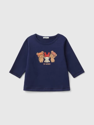 Benetton, T-shirt In Warm Organic Cotton, size 50, Dark Blue, Kids United Colors of Benetton