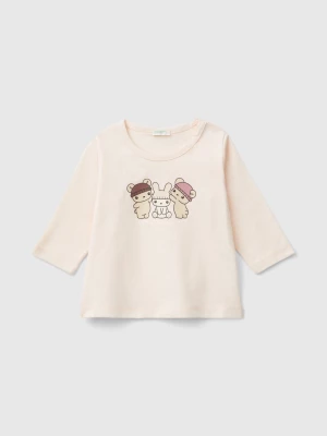 Benetton, T-shirt In Warm Organic Cotton, size 50, Soft Pink, Kids United Colors of Benetton