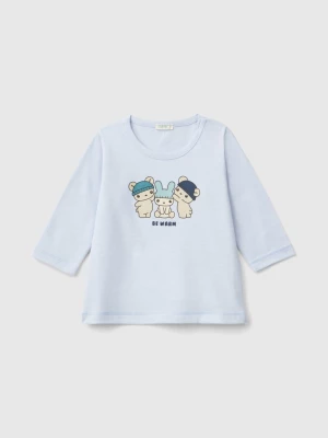 Benetton, T-shirt In Warm Organic Cotton, size 56, Sky Blue, Kids United Colors of Benetton