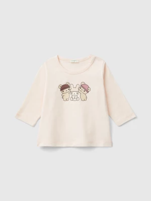 Benetton, T-shirt In Warm Organic Cotton, size 62, Soft Pink, Kids United Colors of Benetton