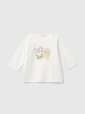 Benetton, T-shirt In Warm Cotton, Size: 82, Creamy White, Kids United Colors of Benetton