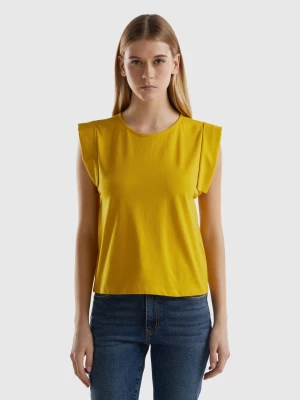 Benetton, T-shirt With Angel Sleeves, size L, Yellow, Women United Colors of Benetton