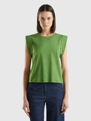 Benetton, T-shirt With Angel Sleeves, size S, Military Green, Women United Colors of Benetton