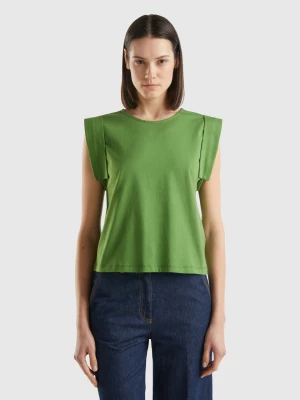 Benetton, T-shirt With Angel Sleeves, size XXS, Military Green, Women United Colors of Benetton
