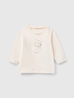 Benetton, T-shirt With Animal Patch, size 56, Soft Pink, Kids United Colors of Benetton