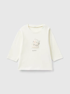 Benetton, T-shirt With Animal Patch, size 68, Creamy White, Kids United Colors of Benetton