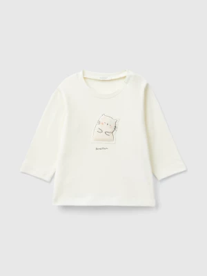 Benetton, T-shirt With Animal Patch, size 82, Creamy White, Kids United Colors of Benetton