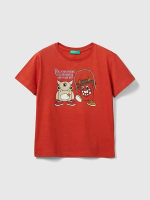 Benetton, T-shirt With Animal Print, size 104, Red, Kids United Colors of Benetton