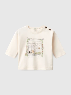 Benetton, T-shirt With Animal Print, size 82, Creamy White, Kids United Colors of Benetton