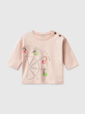 Benetton, T-shirt With Animal Print, size 82, Soft Pink, Kids United Colors of Benetton