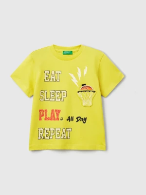 Benetton, T-shirt With Application, size 116, Yellow, Kids United Colors of Benetton