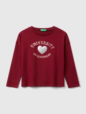 Benetton, T-shirt With Applique, Size: 116, Burgundy, Kids United Colors of Benetton