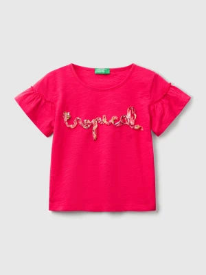 Benetton, T-shirt With Applique, size 116, Fuchsia, Kids United Colors of Benetton