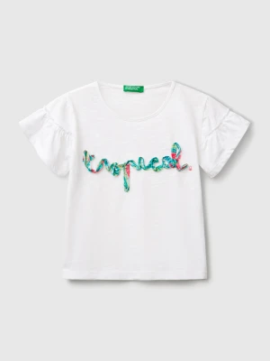 Benetton, T-shirt With Applique, Size: 116, White, Kids United Colors of Benetton