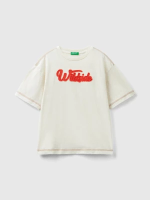 Benetton, T-shirt With Applique, size 3XL, Creamy White, Kids United Colors of Benetton