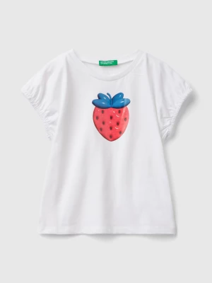 Benetton, T-shirt With Balloon Effect Print, size 104, White, Kids United Colors of Benetton