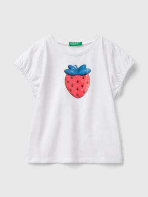 Benetton, T-shirt With Balloon Effect Print, size 90, White, Kids United Colors of Benetton
