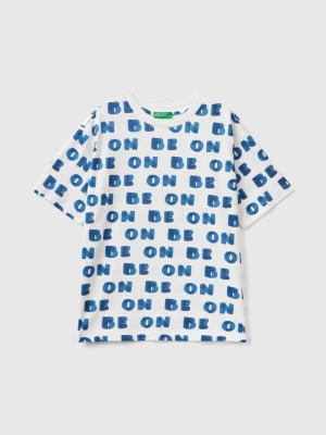 Benetton, T-shirt With "be On" Print, size M, White, Kids United Colors of Benetton