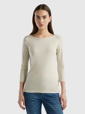 Benetton, T-shirt With Boat Neck In 100% Cotton, size L, Beige, Women United Colors of Benetton