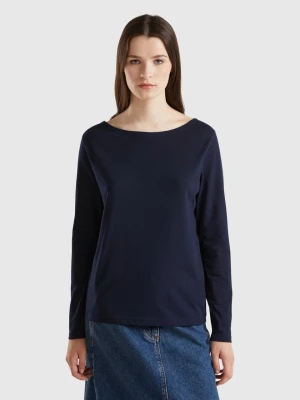 Benetton, T-shirt With Boat Neck In 100% Cotton, size L, Dark Blue, Women United Colors of Benetton