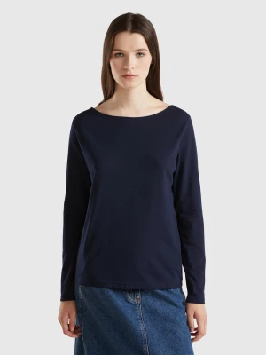 Benetton, T-shirt With Boat Neck In 100% Cotton, size L, Dark Blue, Women United Colors of Benetton