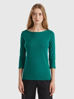 Benetton, T-shirt With Boat Neck In 100% Cotton, size L, Dark Green, Women United Colors of Benetton