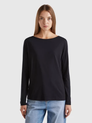 Benetton, T-shirt With Boat Neck In 100% Cotton, size S, Black, Women United Colors of Benetton