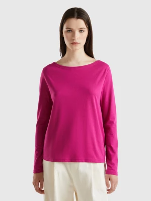 Benetton, T-shirt With Boat Neck In 100% Cotton, size S, Cyclamen, Women United Colors of Benetton