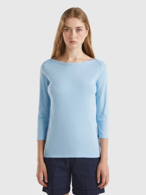 Benetton, T-shirt With Boat Neck In 100% Cotton, size S, Light Blue, Women United Colors of Benetton