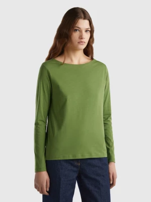 Benetton, T-shirt With Boat Neck In 100% Cotton, size S, Military Green, Women United Colors of Benetton