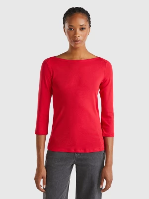 Benetton, T-shirt With Boat Neck In 100% Cotton, size XXS, Red, Women United Colors of Benetton