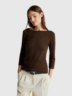 Benetton, T-shirt With Boat Neck, Size: XL, Brown, Women United Colors of Benetton