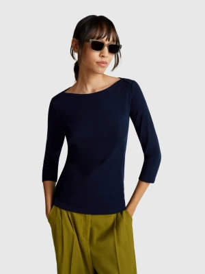 Benetton, T-shirt With Boat Neck, size XXS, Dark Blue, Women United Colors of Benetton