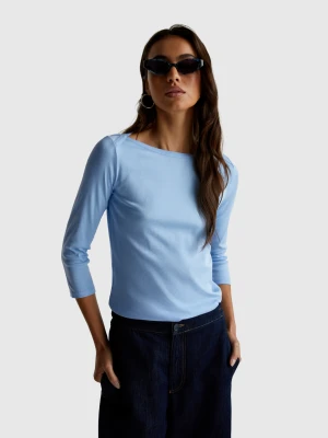 Benetton, T-shirt With Boat Neck, size XXS, Light Blue, Women United Colors of Benetton
