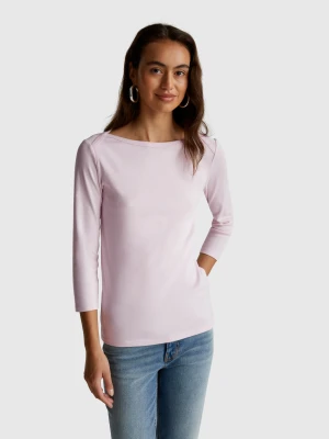 Benetton, T-shirt With Boat Neck, size XXS, Soft Pink, Women United Colors of Benetton
