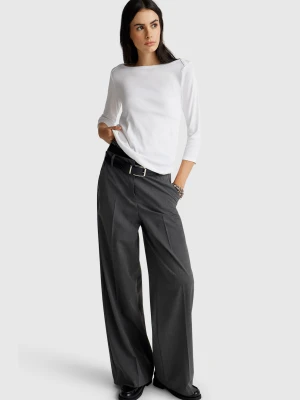 Benetton, T-shirt With Boat Neck, Size: XXS, White, Women United Colors of Benetton