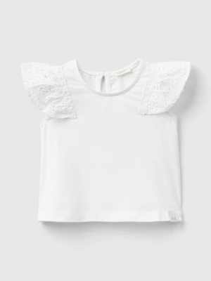 Benetton, T-shirt With Broderie Anglaise, size 50, White, Kids United Colors of Benetton