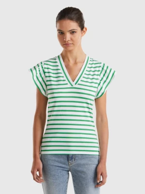 Benetton, T-shirt With Cap Sleeves, size L, Green, Women United Colors of Benetton