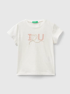 Benetton, T-shirt With Cord Embroidery, size 110, Creamy White, Kids United Colors of Benetton