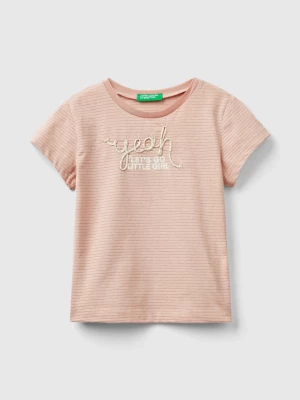 Benetton, T-shirt With Cord Embroidery, size 110, Pastel Pink, Kids United Colors of Benetton